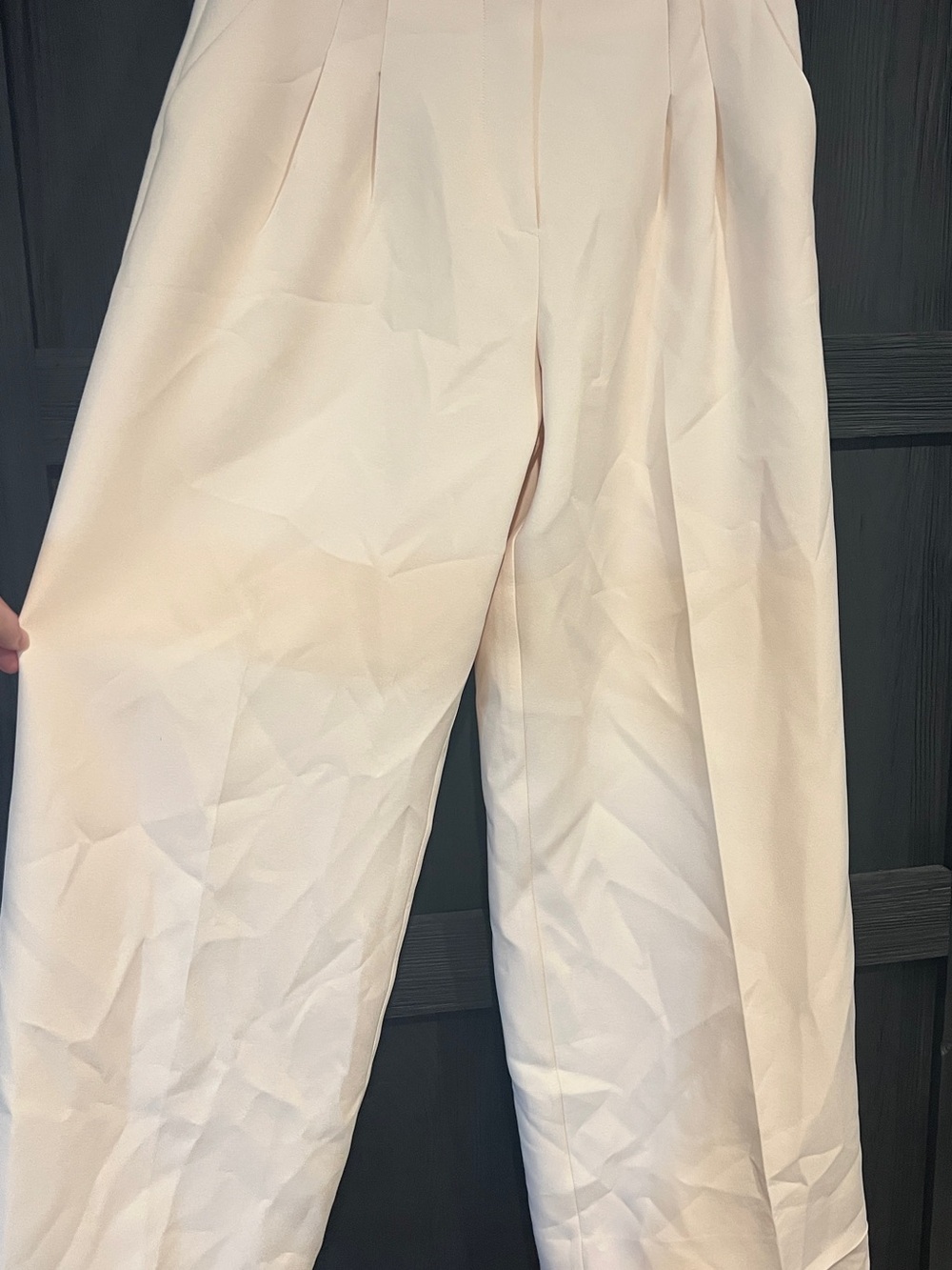 Essentiel Antwerp off-white pleated wide-leg trousers, 42